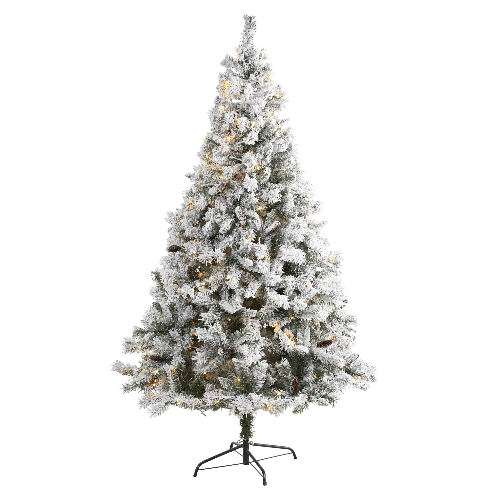 7ft. Pre-Lit White River Mountain Pine Artificial Christmas Tree, Clear LED Lights
